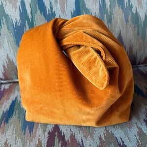 Merit Beauty Mustard Corduroy Knot Mini Tote Bag